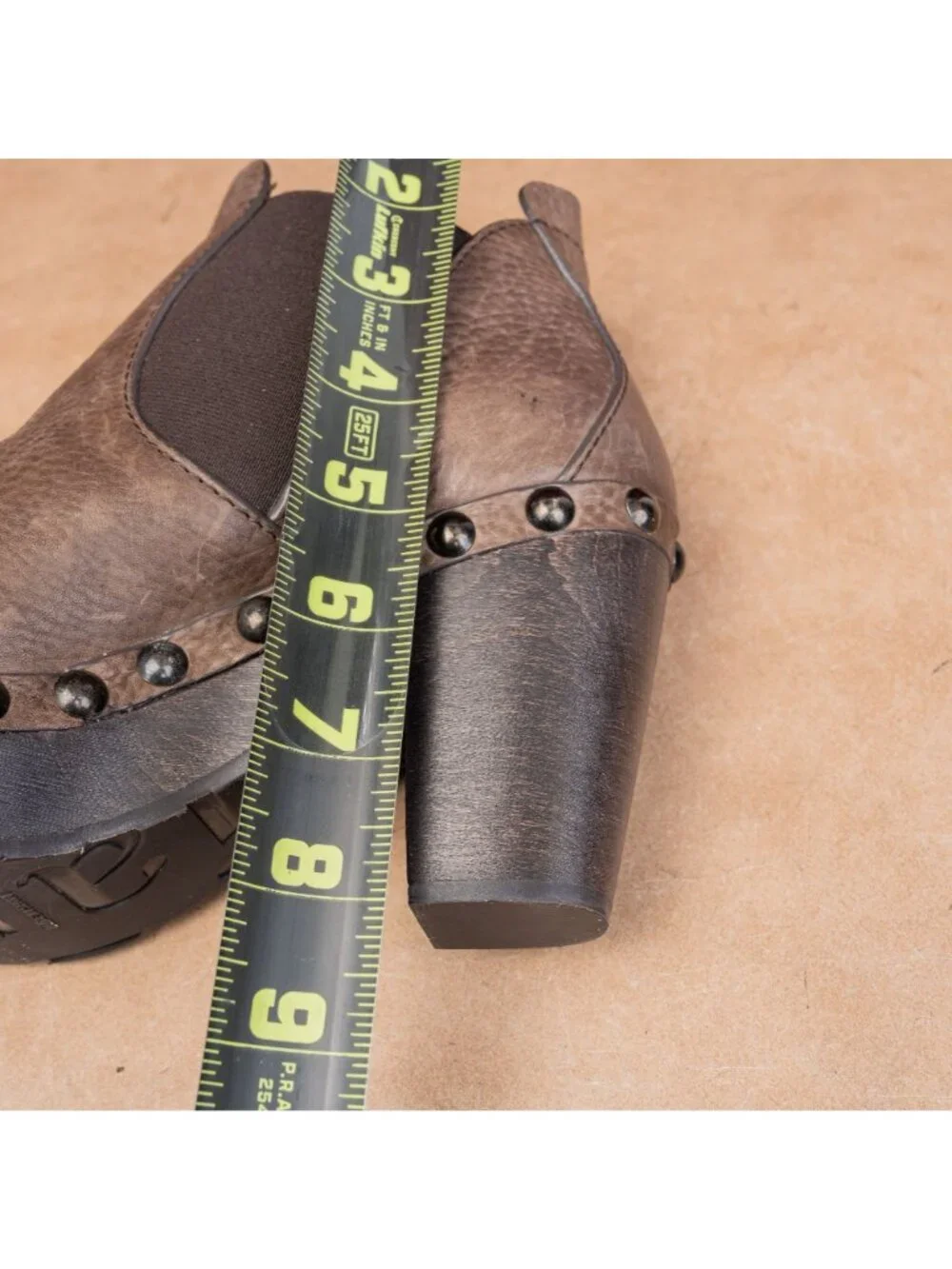 Pedro Garcia Women Brown Leather Studded Platform Chelsea Boots sz 6US EUR37